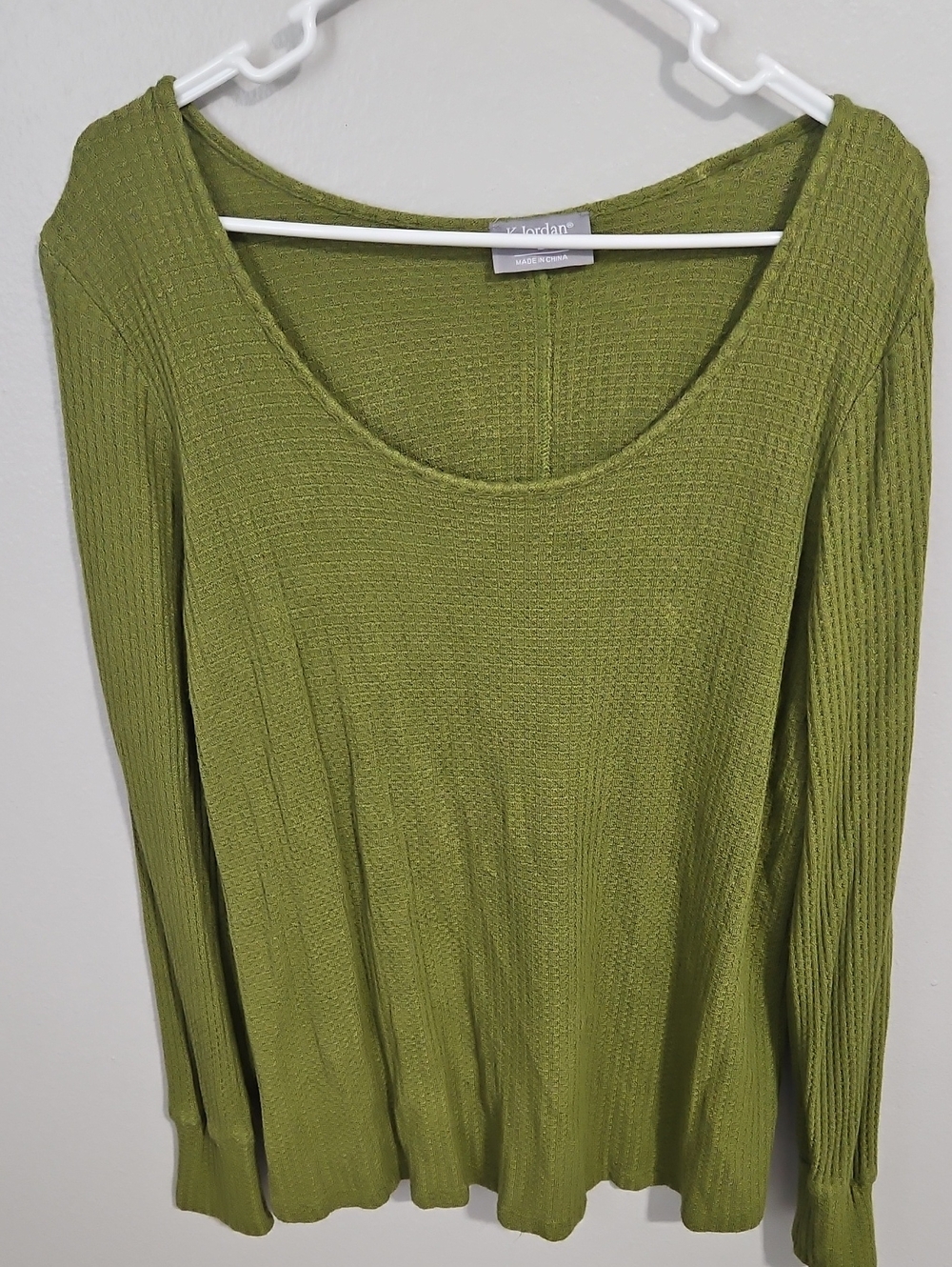 K Jordan Scoop Neck Olive Long Sleeve Top